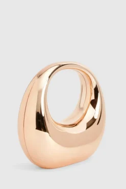 Handbags*boohoo Metallic Chrome Acrylic Round Grab Bag rose gold