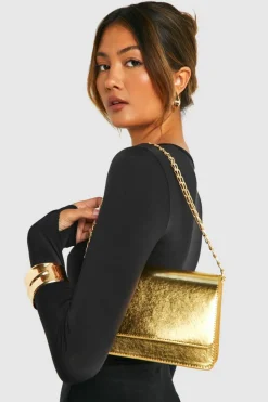 Cross-Body Bags|Handbags*boohoo Metallic Crossbody Bag gold