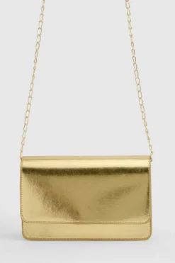 Cross-Body Bags|Handbags*boohoo Metallic Crossbody Bag gold