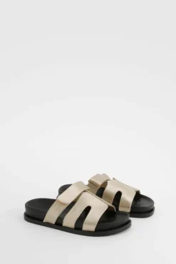 Sandals*boohoo Metallic Cut Out Detail Sandals gold