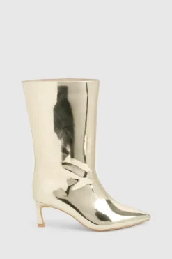 Ankle Boots|All Boots*boohoo Metallic High Shine Column Ankle Boots gold