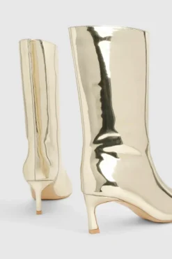 Ankle Boots|All Boots*boohoo Metallic High Shine Column Ankle Boots gold