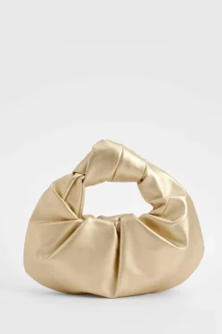 Handbags*boohoo Metallic Knot Handle Grab Bag gold