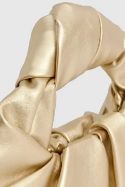 Handbags*boohoo Metallic Knot Handle Grab Bag gold