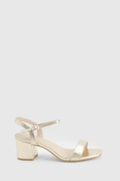 Heels*boohoo Metallic Low block 2 part heel gold