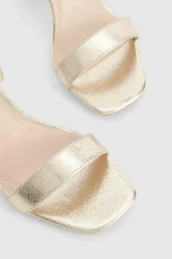 Heels*boohoo Metallic Low block 2 part heel gold
