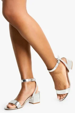 Heels*boohoo Metallic Low Block Barely There Heels silver