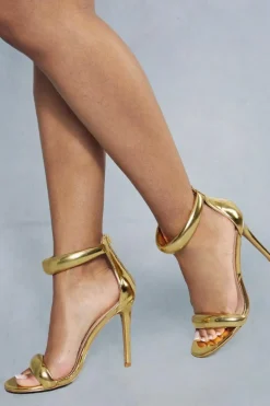 Heels*MissPap Metallic Padded Barely There Heels gold