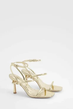 Heels*boohoo Metallic Padded Strappy High Heels gold