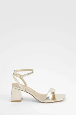 Heels*boohoo Metallic Padded Strappy Two Part Heels gold