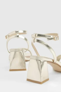Heels*boohoo Metallic Padded Strappy Two Part Heels gold