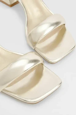 Heels*boohoo Metallic Padded Strappy Two Part Heels gold