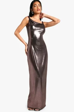 Cami Dresses*boohoo Metallic Rope Detail Maxi Dress chocolate