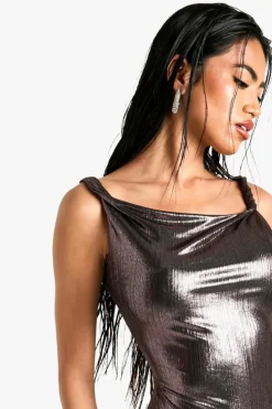Cami Dresses*boohoo Metallic Rope Detail Maxi Dress chocolate