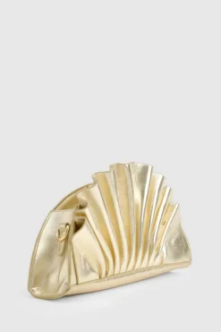 Handbags|Clutch Bags*boohoo Metallic Ruffle Clutch Bag gold