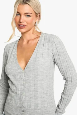 Cardigans*boohoo Thick Rib Knitted Cardigan metallic silver