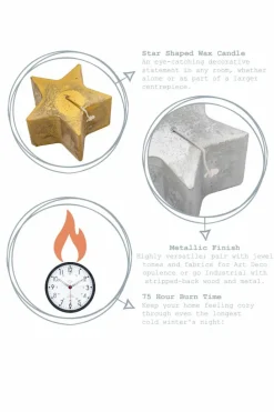 Candles & Diffusers|Candles*Nicola Spring Metallic Star Candle 75 Hours Silver