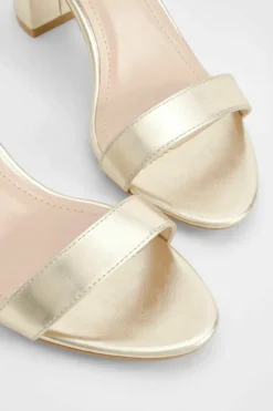 Heels*boohoo Mid Block Barely There Heels gold