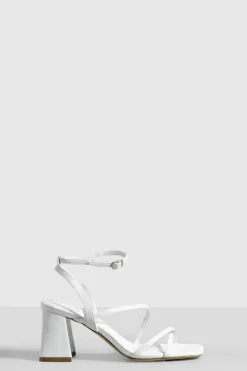 Sandals|Heels*boohoo Mid Block Heel Strappy Sandals white