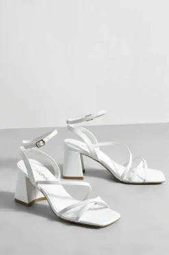 Sandals|Heels*boohoo Mid Block Heel Strappy Sandals white