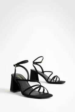 Sandals|Heels*boohoo Mid Block Heel Strappy Sandals black