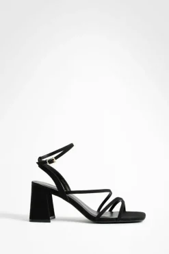 Sandals|Heels*boohoo Mid Block Heel Strappy Sandals black