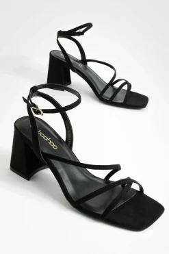 Sandals|Heels*boohoo Mid Block Heel Strappy Sandals black