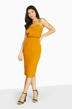 Midi Dresses*Girls On Film Midas Touch Sweetheart Midi Dress Yellow