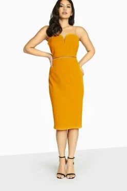 Midi Dresses*Girls On Film Midas Touch Sweetheart Midi Dress Yellow