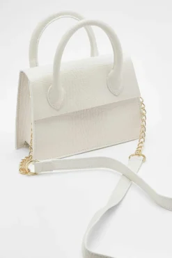 Shoulder Bags|Cross-Body Bags*boohoo Mini Croc Structured Crossbody Grab Bag white