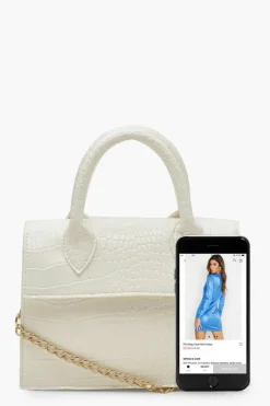 Shoulder Bags|Cross-Body Bags*boohoo Mini Croc Structured Crossbody Grab Bag white