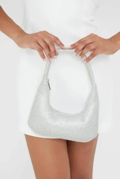Handbags*My Accessories London Mini Diamante Bag in Silver