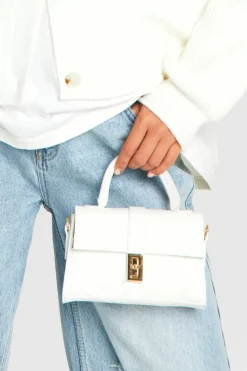 Handbags*boohoo Mini Hardware Detail Grab Bag white