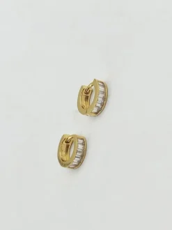 Earrings*SVNX Mini Huggie Hoop with Clear Stones Gold