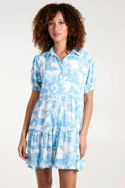 Shirt Dresses*Blue Vanilla Mini Smock Shirt Dress Light Blue