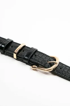 Belts*My Accessories London Minimal Croc Belt Black
