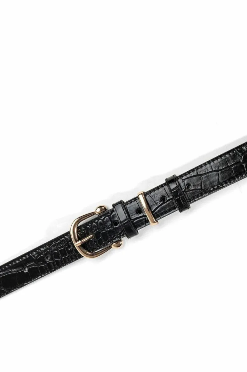 Belts*My Accessories London Minimal Croc Belt Black