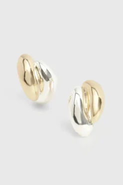 Earrings*boohoo Mixed Metal Double Hoop Earrings multi