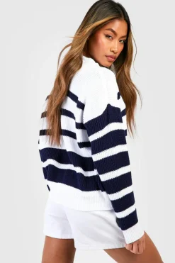 Cardigans*boohoo Mixed Stripe Crop Cardigan white
