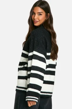 Oversized Jumpers|Jumpers*boohoo Mixed Stripe Oversized Jumper black
