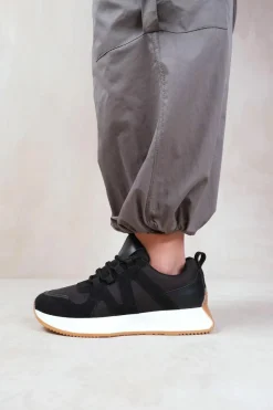 Trainers*Where's That From Momentum' Runner Sneaker Trainers With Suede Detail Black
