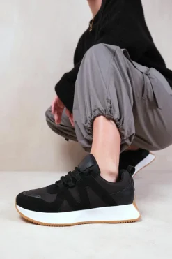 Trainers*Where's That From Momentum' Runner Sneaker Trainers With Suede Detail Black