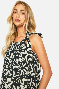 Smock Dresses*boohoo Print Tier Hem Maxi Dress mono
