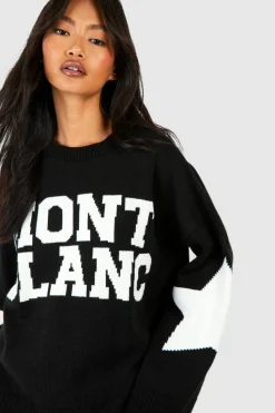 Oversized Jumpers*boohoo Mont Blanc Knitted Oversized Crew Neck Jumper black