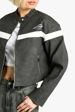 Up To 80% Off Winter Warmers|Biker Jackets*boohoo Moto Faux Leather Jacket grey