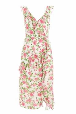 Wrap Dresses|Midi Dresses*Quiz Chiffon Floral Ruffle Wrap Midi Dress Multi