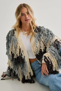 Cardigans*NastyGal Multi Colour Loop Oversized Cardigan grey