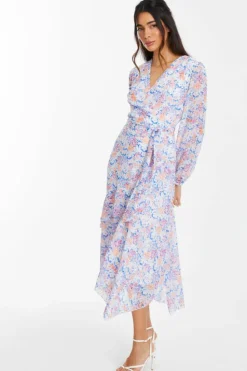 Wrap Dresses|Midi Dresses*Quiz Ditsy Print Chiffon Wrap Midi Dress Multi