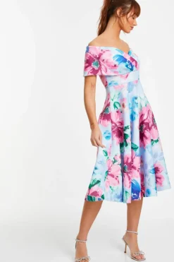 Midi Dresses*Quiz Floral Bardot Skater Midi Dress Multi