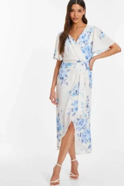 Wrap Dresses|Midi Dresses*Quiz Floral Wrap Midi Tie Dress Multi